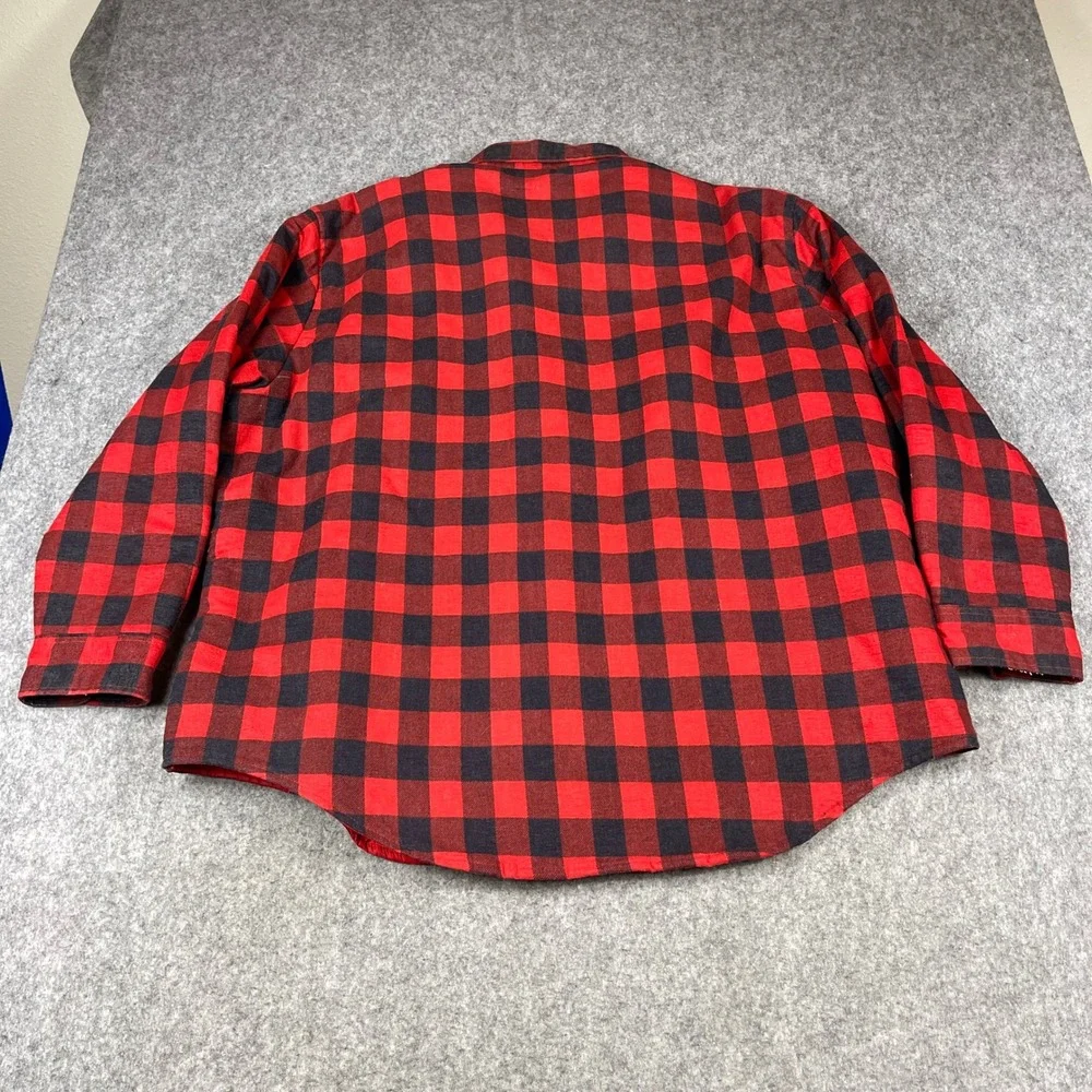 Midwest Traders Flannel Shirt Jacket Mens XXL Red Black Buffalo Plaid Quilted